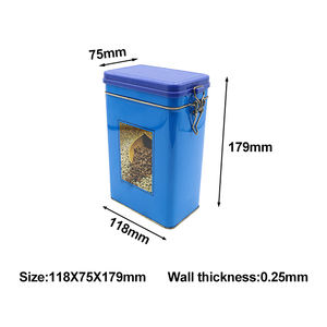 Vente chaude Rectangle Boîte En Métal Avec Serrure Et Fenêtre Snack Emballage Alimentaire pour Thé Cookie Chocolat Numéro De Modèle Peut - Product Image 2