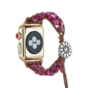 Bracelet de montre Bohême Fruit 38-45MM pierre de jaspe naturel perlé tressé Bracelet Bracelet fait à la main 3 couches Wrap Apple <span class=keywords><strong>E</strong></span> Bracelet de montre - Product Image 4