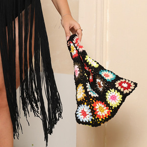 Coloré femme grand-mère carré fleur fil à tricoter Crochet <span class=keywords><strong>sac</strong></span> femmes sacs à main sacs à main pour tout l'été automne hiver - Product Image 2