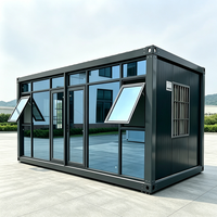Casa Contenedor Modular Prefabricada de 20 Pies con Estructura de Acero, Casa Pequeña Portátil con Muro Cortina de Vidrio, Edificio de Oficinas Moderno