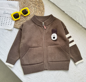 Pull <span class=keywords><strong>cardigan</strong></span> à fermeture éclair pour garçons, nouveau modèle coréen 2025, veste en tricot décontractée, haut d'automne - Product Image 3