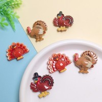 100Pcs Hiasan Resin Mini Bentuk Kalkun untuk Thanksgiving, Cabochon Datar untuk Pembuatan Perhiasan, Dekorasi Pesta Liburan DIY