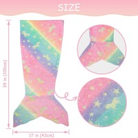 Couverture en forme de queue de sirène pour enfants, qui brille dans le noir, cadeaux licorne sirène pour filles, couverture en flanelle polaire, design écailles de poisson arc-en-ciel