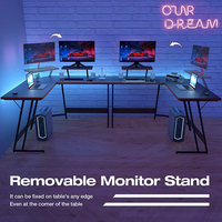 Bureau d'ordinateur de jeu RGB en bois pliable en forme de L, moderne et personnalisé, pour l'étude, l'écriture, le coin de travail à domicile, table pour ordinateur portable, montage facile