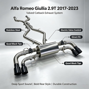 Système d'échappement intelligent avec soupape électronique pour <span class=keywords><strong>Alfa</strong></span> <span class=keywords><strong>Romeo</strong></span> <span class=keywords><strong>Giulia</strong></span> 2.9T 2017-2023, silencieux avec contrôleur - Product Image 1
