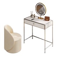 Table de maquillage moderne et simple en acier inoxydable, bureau de coiffeuse pour chambre à coucher, bureau d'ordinateur pour petit appartement