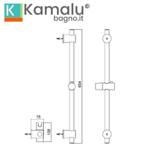 Nico-11 Kamalu Binario Doccia con Finitura Nero Opaco e Base per Doccetta, Accessori per Cabina Doccia - Product Image 5