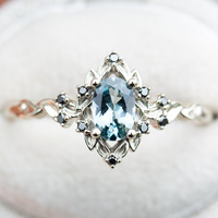 Bague de cocktail élégante vintage en alliage de zircon bleu pour femme, bijoux de mode en gros Novito