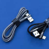 Câble de données USB Type-C en alliage de zinc, double angle droit, forme barbelée, 1 mètre, nylon, charge rapide 3A pour téléphone portable et jeux