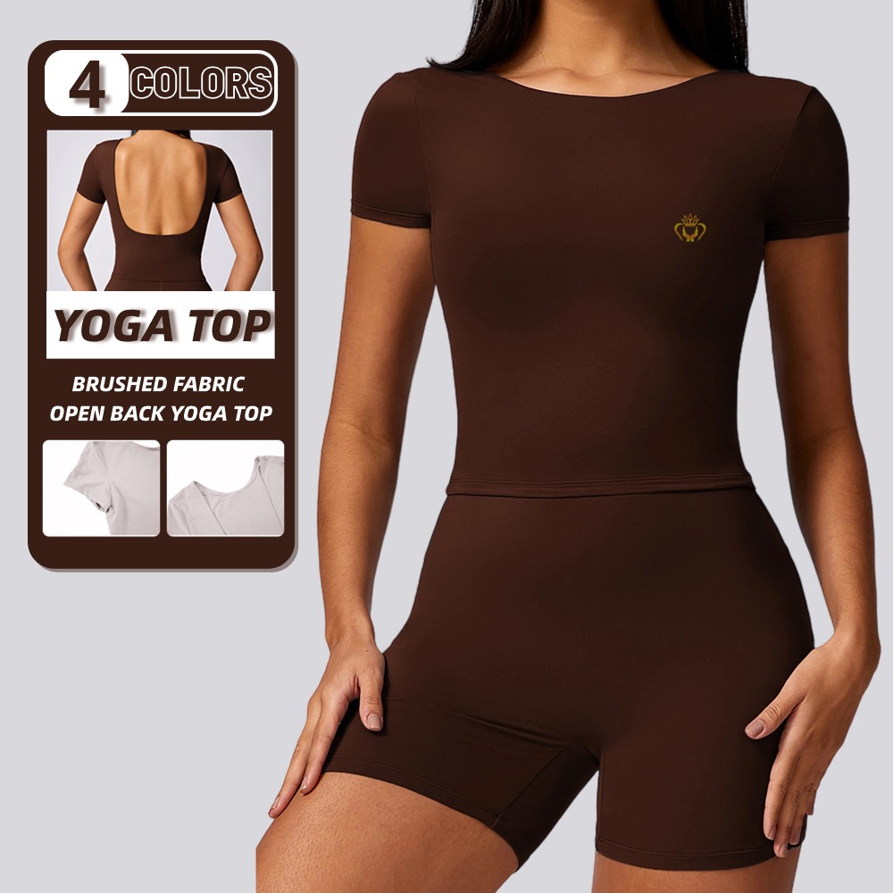 NEW Tight Breathable Beautiful Back Yoga Wear High Intensity Running Sports T-shirt for Women Quick Drying Fitness Short Sleeves