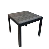 Table de bistrot commerciale en aluminium et polybois 24x24 30x30, plateau de table extérieur, ensembles de repas en bois plastique pour restaurant
