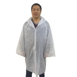 Imperméable jetable portable à capuche unisexe poncho bouton PEVA vêtements de pluie d'extérieur portables