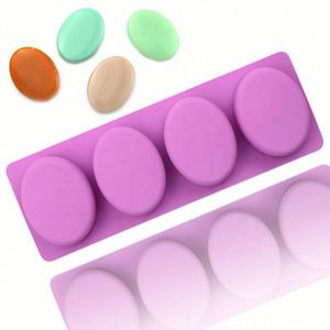 Moule en silicone écologique à 4 cavités en forme d'ellipse pour gâteaux, bonbons, savons, bougies et résine DIY, échantillon gratuit d'usine, OEM/ODM - Product Image 1