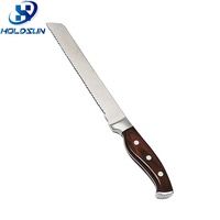Couteau à pain de haute qualité et luxueux en acier inoxydable de 8 pouces avec manche en bois Pakka forgé ambidextre pour une utilisation en cuisine