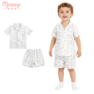 Ensemble de <span class=keywords><strong>pyjama</strong></span> pour bébé décontracté d'été avec haut à boutons et short imprimé <span class=keywords><strong>lapin</strong></span> Vêtements de nuit à domicile pour garçons Tenues 2 pièces - Product Image 1