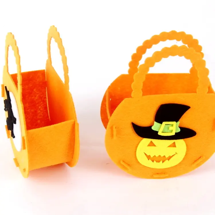 2024 halloween décoration ronde sac fourre-tout enfants bonbons feutre cadeau sac bricolage enfant citrouille sac