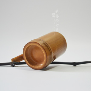 Bamboo Cup With Pipe Holder Bent Type Deep Carbonization Solid Color For Smoking Pipes - Product Image 4