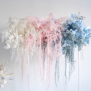 Suministros para arreglos florales, artículos de decoración para fiesta de <span class=keywords><strong>cumpleaños</strong></span> infantil, <span class=keywords><strong>rosas</strong></span>, flores artificiales, piso, corredor de flores de boda, azul - Product Image 6