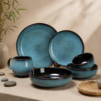 Set Perlengkapan Makan Keramik Stoneware Mewah Modern EKA dengan Lapisan Reaktif, Mangkuk dan Cangkir, Penjualan Langsung dari Pabrik untuk Rumah, Kafe, Hotel