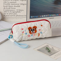 Sac organisateur de maquillage à motif de chien de dessin animé personnalisé pochette cosmétique de maquillage douce sac cosmétique de voyage à cœur matelassé