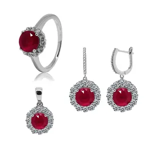 Custom Indian Artificial Jewellery Set Ensemble Bijoux Femme Design Ruby Stone 925 Sterling Silver Bridal Jewelry Sets For Women