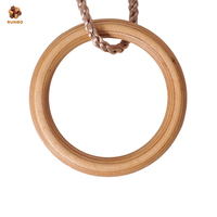 Ensemble de balançoire à anneau de suspension circulaire en bois SUNBO