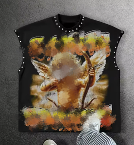 <span class=keywords><strong>Camiseta</strong></span> de Algodón PEEQI con Tachuelas Metálicas, Diseño Punk de Verano, Camisetas sin Mangas para <span class=keywords><strong>Mujer</strong></span>, <span class=keywords><strong>Camiseta</strong></span> sin Mangas con Estampado de Letras, Camisetas sin Mangas para <span class=keywords><strong>Mujer</strong></span> - Product Image 3