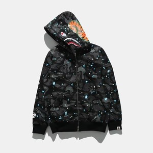 Sweat-shirt à capuche camouflage requin de haute qualité, 100% coton, fermeture éclair intégrale, unisexe, streetwear pour hommes et femmes - Product Image 4