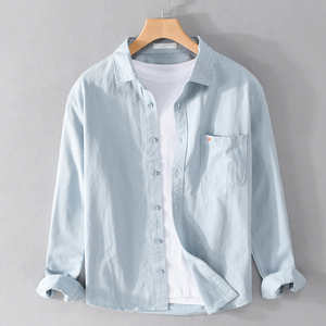 Camisa de Manga Larga con Cuello Alto para Hombre, 100% Algodón, Otoño, Alta Calidad, Transpirable, Formal e Informal, Color Blanco - Product Image 5