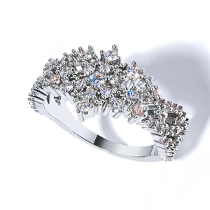 Bague Hip-hop multicouche en forme de flocon de neige creux, design simple et polyvalent, personnalisation de la bague en zircon - Product Image 5