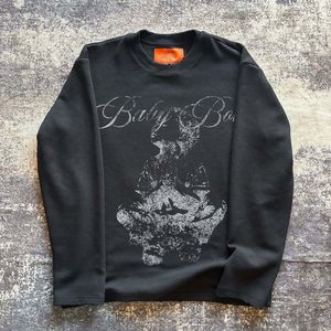 T-shirt décontracté en waffle pour homme <span class=keywords><strong>de</strong></span> qualité supérieure avec impression Commande en gros Col rond Manches longues T-shirts graphiques personnalisés - Product Image 2