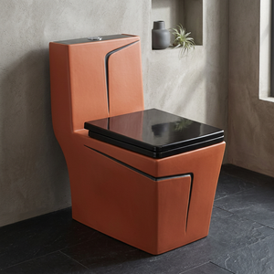 WC monobloc moderne noir en céramique, cuvette de toilette à poser au sol, équipement sanitaire - Product Image 3