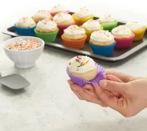 Moules à muffins en Silicone réutilisables, 10 pièces, antiadhésifs, à pâtisserie, support à Cupcake, multicolores