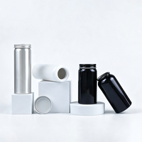 Flacon à pilules en aluminium noir et blanc, conteneur vide pour suppléments en métal, pot en aluminium à bouchon à vis pour capsules
