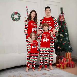 Ropa de dormir de mujer de comercio exterior, ropa de casa, traje de Navidad para niños, estampado de oso <span class=keywords><strong>polar</strong></span>, pijamas rojos para padres e hijos - Product Image 2