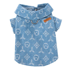 Ropa de Mezclilla para Perro con Cuello Alto, Jacquard Azul, para Primavera y Otoño, Gruesa, de Dos Patas - Product Image 5