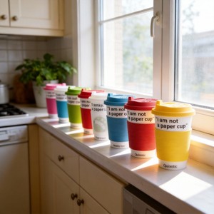 Tazza da Caffè in Ceramica di Alta Qualità/Tazza da Viaggio con Coperchio in Silicone e Custodia, Design Contemporaneo Prodotto a Hunan - Product Image 3