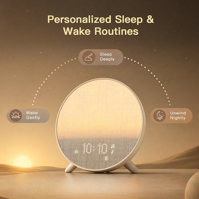 HiFiD Smart Sleep Aid Machine with Sunrise Simulation APP Controlled Wake up Light with White Noise Machine Bedside Alarm Clock