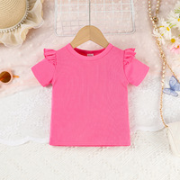 Ensemble de 2 pièces pour bébés filles de 3 à 24 mois, haut à manches volantées rayé arc-en-ciel, t-shirt uni, pantalon court plissé, vêtements pour enfants en bas âge