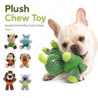 Jouet à mâcher interactif en velours côtelé pour chien avec balle en caoutchouc pour le nettoyage des dents, formes singe, éléphant, lion, hippopotame