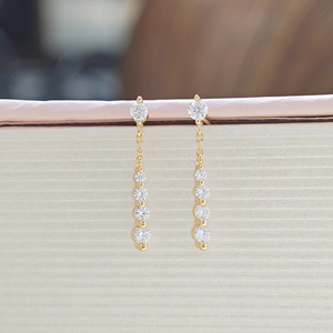 Brincos de Prata S925 Banhados a Ouro com <span class=keywords><strong>Moissanite</strong></span> e Diamantes em Fileira Dinâmica, Estilo Novo Feminino para o Dia a Dia - Product Image 4