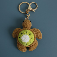 Porte-clés tortue marine en fil à tricoter et à crocheter, amigurumi, luxueux, fait main, mignon, mini jouet tortue, animal en peluche océanique, poupée, porte-clés