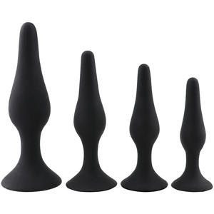 Morbido Silicone flessibile glutei Plug <span class=keywords><strong>Sex</strong></span> Toys anale, quattro Set spina anale SexToy con ventosa - Product Image 3