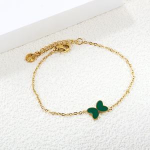 Bracelets personnalisables en acier inoxydable plaqué or 18 carats avec breloques délicates pour femmes, bijoux en gros, bracelet mignon en forme de coquille de papillon - Product Image 5