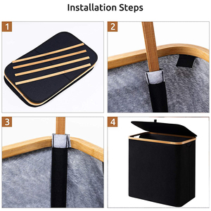 Cesto de tela plegable impermeable de 90L, cesta de almacenamiento de ropa sucia de bambú con mango de tapa - Product Image 4