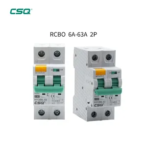 CSQ Double Pole HYCB8L-63A eletrônico 230VAC 30mA 2P 6KA Corrente Resíduo Disjuntor elétrico de proteção contra vazamento RCBO MCB