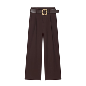 Pantalon décontracté pour femme, nouvelle mode 2026, rétro, taille haute, coupe droite, braguette zippée, coloré, respirant, en polyester - Product Image 1