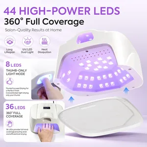 Lampe UV pour ongles, séchoir à ongles UV 44 LED avec zone indépendante pour le pouce, capteur automatique et 4 réglages de minuterie pour la maison et le salon - Product Image 3