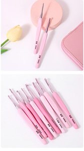 Juego de ganchos de ganchillo con mango suave rosa degradado, herramientas para tejer hilo de suéter, juego de ganchos de ganchillo de <span class=keywords><strong>8</strong></span> piezas - Product Image 6