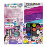 Ensemble de maquillage et de jeu d'imitation pour enfants, comprenant une palette de fards à paupières et un vernis à ongles en plastique écologique, avec boîte de rangement.